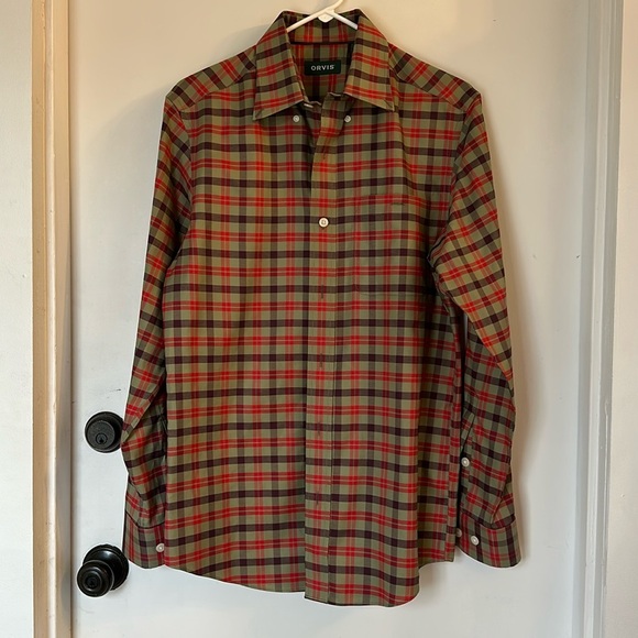 Orvis Mens Button Down Shirt small Plaid Long Sleeve Collared - Picture 1 of 4